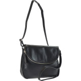 Genuine Leather Flap With Metal Zipper Pocket Crossbody Bag