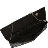 Metallic Paisley Print Microsuede Clutch