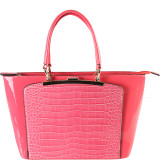 Women's Red Faux Leather Patent Tote Handbag
