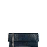 Metallic Paisley Print Microsuede Clutch