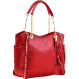 Faux Leather Chain Link Tote Bag