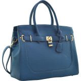 Faux Leather Padlock and Key Satchel