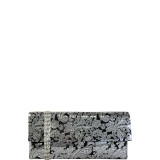 Metallic Paisley Print Microsuede Clutch