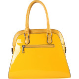 Women's Yellow Faux Leather Patent Tote Handbag
