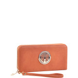Emblem Embossed Zip Around Wallet