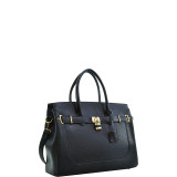 Faux Leather Padlock and Key Satchel