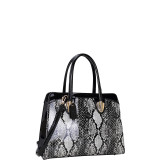 Patent Faux Leather with Snake Skin Detail Shoulder Bag