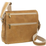 Double Zip Distressed Leather Small Messenger