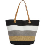 Paper Straw Lurex Stripe Tote