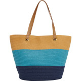 Paper Straw Color Block Tote
