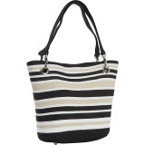 Paper Straw Metallic Stripe Small Tote