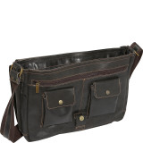 Distressed Leather Full Flap Laptop Messenger - L