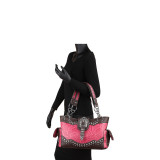 Western Style Rhinestone Buckle Camo Handbag