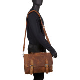 Full Grain Leather Laptop Bag with Clasp Lock