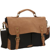 Casual Style Cowhide Leather Cotton Canvas Messenger Bag