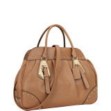 Large Studded Faux Leather Satchel
