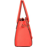 Padlock Structured Tablet Briefcase Faux Leather Satchel Handbag
