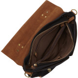 Casual Style Cowhide Leather Cotton Canvas Messenger Bag