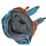 Canvas Backpack Bag With Leather On Flap