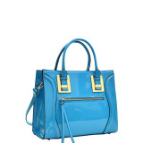 Structured Patent Faux Leather Satchel