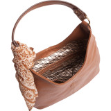 Cargo Pebble Leather Hobo with Scarf