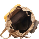 Hiking Sport Cowhide Leather Cotton Canvas Backpack