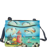 Hand Painted Multi Compartment Crossbody