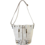 Front Zipper Buckle Decor Bucket Handbag Accented with Magnet and Drawstring Closure