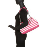 Paper Straw Stripe Chain Shoulder Bag