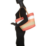 Paper Straw Lurex Stripe Tote
