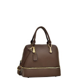Gold-Tone Round Zipper Bottom Satchel