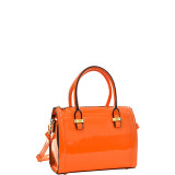 Mini Patent Leather Barrel Body Satchel
