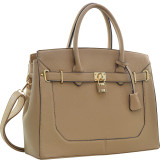 Faux Leather Padlock and Key Satchel