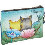 Hand Painted Leather Wristlet Organizer Wallet