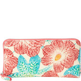 Printed Leather Zip Around Wallet