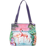 Hand Painted Leather Twin Top Tote