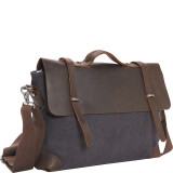 Casual Style Cowhide Leather Cotton Canvas Messenger Bag