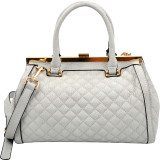 Quilted Barrel Satchel with Push-Up Closure