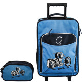 Kids Luggage and Toiletry Bag Set - Blue Motorcycle