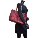 Quilted Tote Bag with Snake Embossed Trim