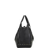 Large Studded Faux Leather Satchel