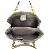 Saffiano Faux Leather Chain Strap Satchel