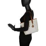 Jet Set Medium Top Zip Snap Pocket Logo Tote