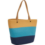 Paper Straw Color Block Tote