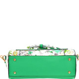 Floral Design Winged Saffiano Studded Satchel