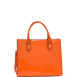 Structured Patent Faux Leather Satchel