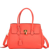 Kiss Lock Compartment Padlock Satchel with Shoulder Strap