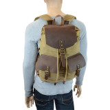 Genuine Leather/Canvas Backpack