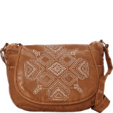 Washed Flap Crossbody with Embroidery