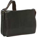 Distressed Leather Full Flap Laptop Messenger - L